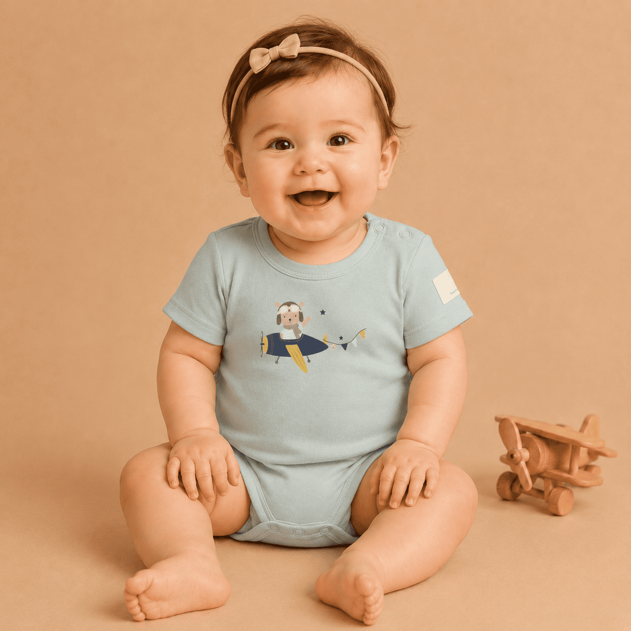Body Neonato Manica Corta Aviazione - 100% Cotone Design Italiano 0-24M