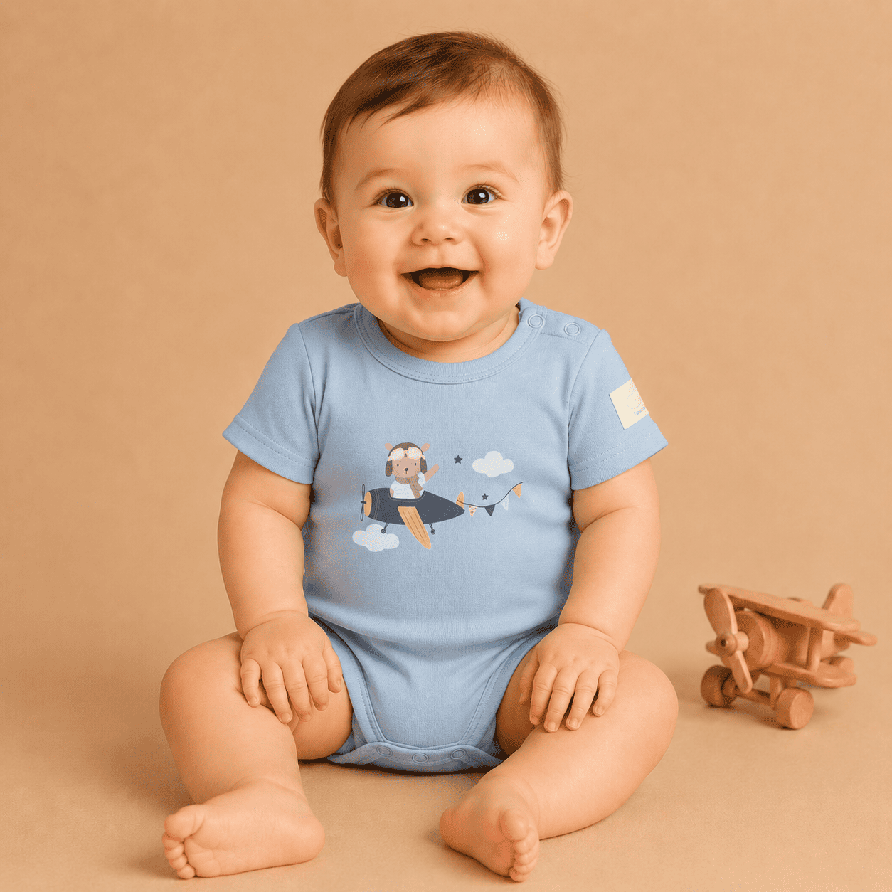 Body Neonato Manica Corta Aviazione - 100% Cotone Design Italiano 0-24M