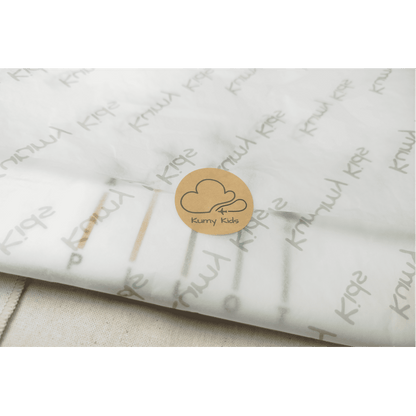 Kumy Kids branded sticker detail on gift packaging